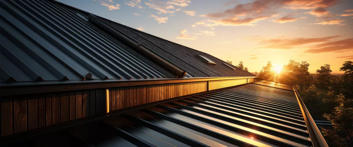 Corrugated metal roof Modern roof made of metal Metal sheet roof