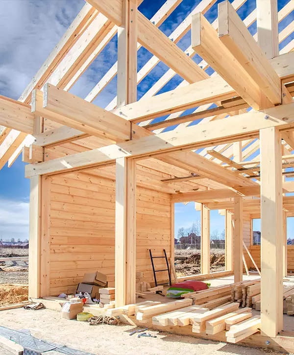 new home wood frame being built in Bennington Nebraska